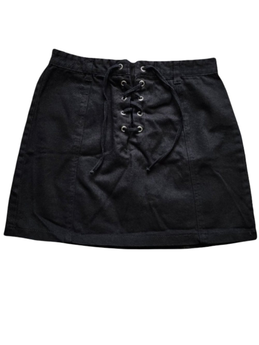 Forever 21 Black Denim Lace-Up Mini Skirt‎ Y2K Goth Grunge Junior Medium
